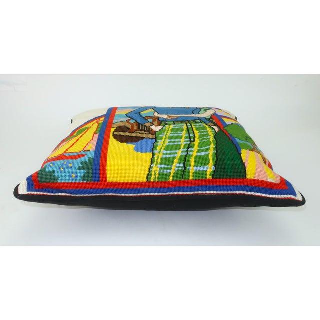 Loving the retro vibes in this vintage needlepoint pillow depicting a Barbie & Ken style couple in a lakeside scene. The...