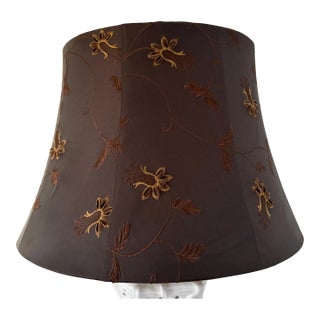 Late 20th Century Brown Lamp Shade With Raised Embroidery For Sale