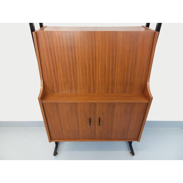 Vintage Modular Secretary Desk Bookcase in Teak and Metal, 1970s For Sale - Image 6 of 18