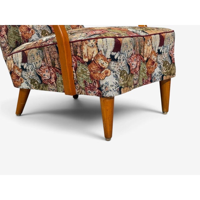 Swedish Modern, Wingback Lounge Chair, Birch, Fabric, Sweden, 1950s For Sale - Image 9 of 12