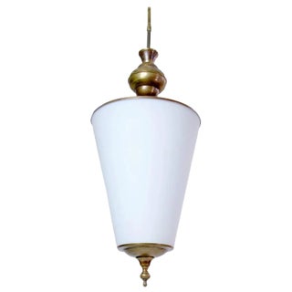 Mid Century Italian Opaline Pendant Lamp For Sale