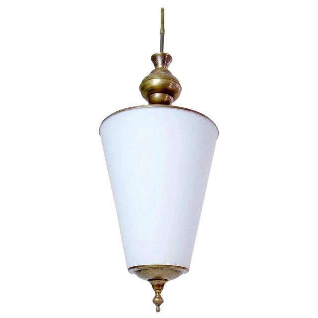 Mid Century Italian Opaline Pendant Lamp For Sale