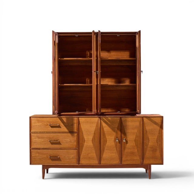Ramseur Harlequin Mid Century Walnut Credenza and Hutch For Sale - Image 13 of 14