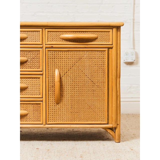 Mid 20th Century Bamboo Vintage Credenza For Sale - Image 5 of 9