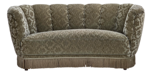 Vintage Danish Two-Seater Curved Sofa in Light Green Velour, 1960s