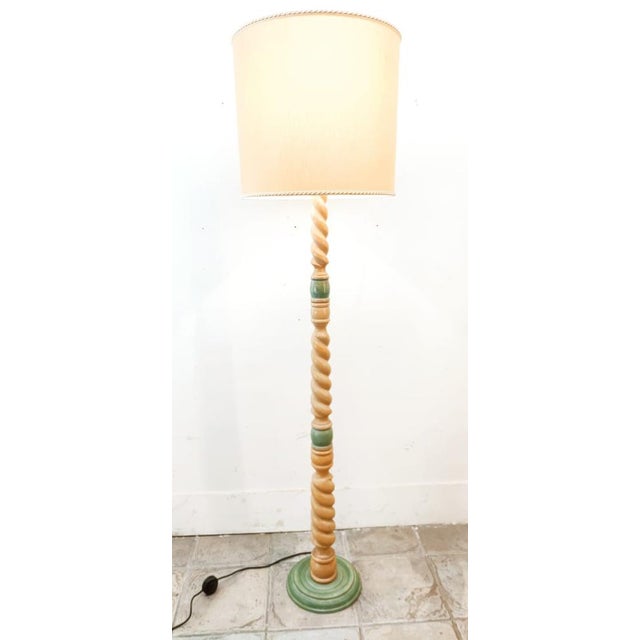 Floor Lamp with Twisted Wood Base For Sale - Image 9 of 14