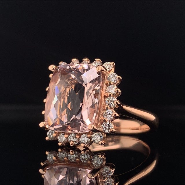 Tourmaline Rubellite Diamond Ring 14k Rose Gold 7.45 TCW Certified, Size 6.5 For Sale - Image 11 of 17