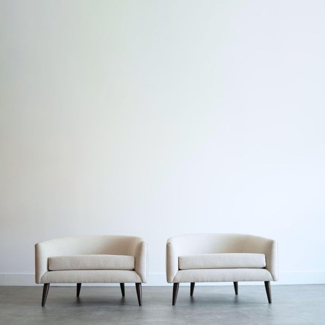 Mid-Century Modern MCM Low Profile Barrel Back Lounge Chairs, C. 1950s For Sale - Image 3 of 9