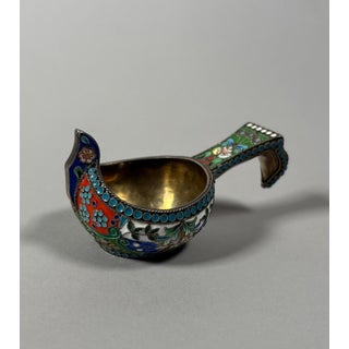 19th century Kovsh in silver-gilt and cloisonné enamels For Sale