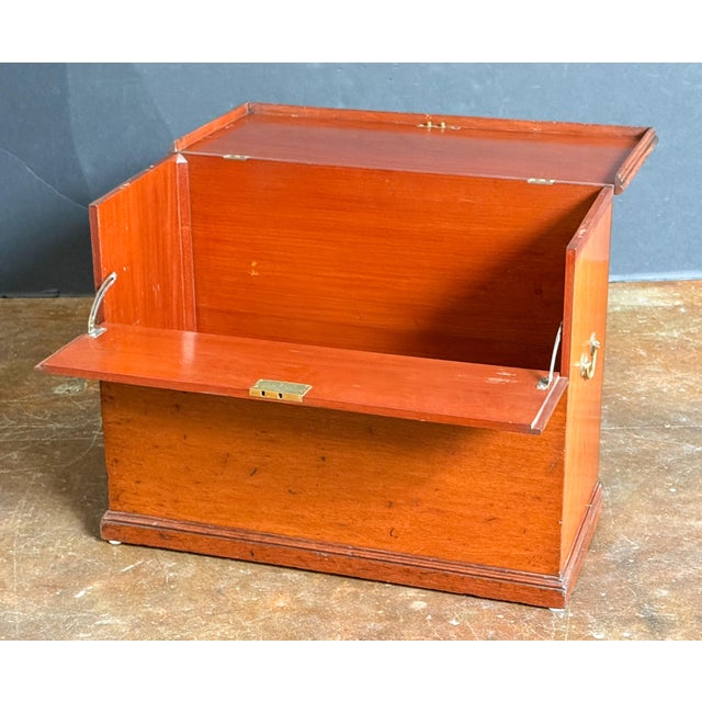 English Lift-Top Folding Front Chest of Mahogany From the Edwardian Era For Sale - Image 9 of 14