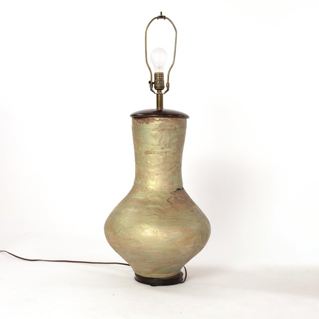 1970s 1978 Large Scale Glazed Concrete Ovid Form Table Lamps, American - a Pair For Sale - Image 5 of 6