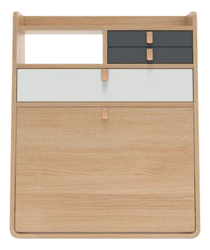 Slate Grey Drawers Gaston Floating Writing Desk in Natural Oak by Harto