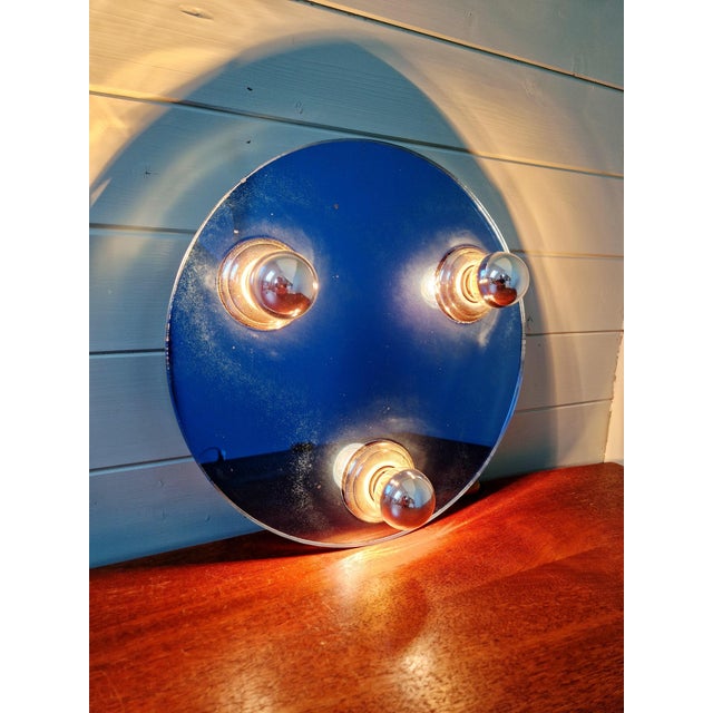 Blue Space Age Wall or Ceiling Light in Blue Mirrored Glass, 1970s For Sale - Image 8 of 14