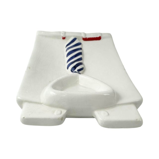 Vintage White Shirt & Tie Ceramic Ashtray Catchall Dish Made in Italy For Sale In Washington DC - Image 6 of 14