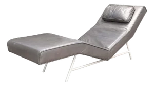 Vintage Milo Baughman for Thayer Coggin Grey Leather Fred Chaise Lounge Chair