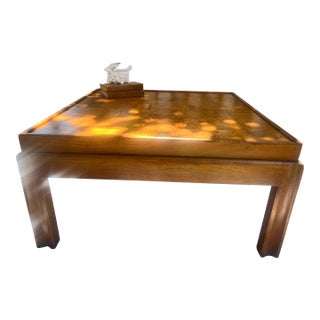 Vintage Lane Furniture Parquet Oak Coffee Table, Restored Mid Century Modern For Sale