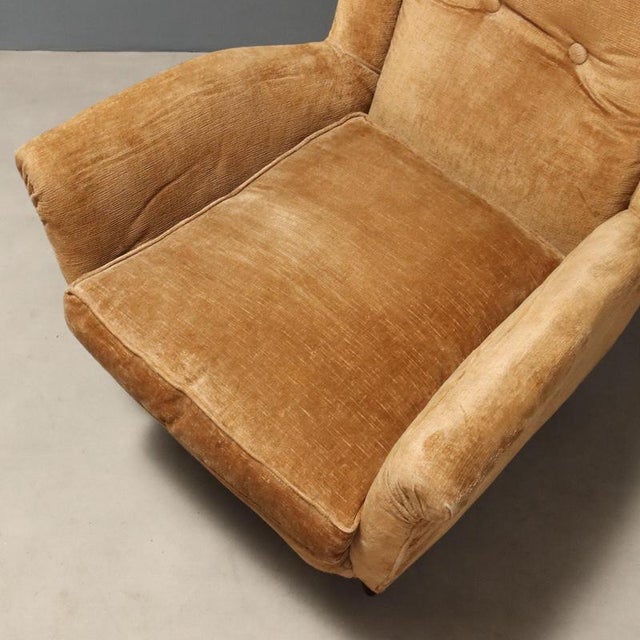 Beige Vintage Italian Velvet Bergère Lounge Chairs, 1950s, Set of 2 For Sale - Image 8 of 11