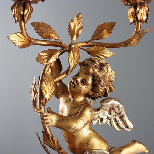 Carved and Gilded Wooden Candleholder For Sale - Image 3 of 9