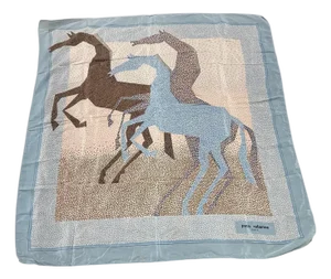 Contemporary Stylized Horses Silk Scarf by Paco Rabanne