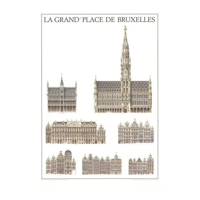 Bruxelles 'La Grande Place' Realism Brown,White Germany Offset Lithograph For Sale