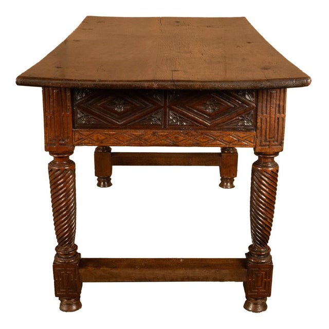 Antique 17th Century Baroque Carved Walnut Spanish Table Desk Navarre 1650 For Sale - Image 11 of 18