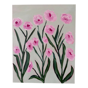Modern Abstract Folk Art Floral Acrylic Painting, “Blooms of Tennessee,” Framed, Signed, Dated