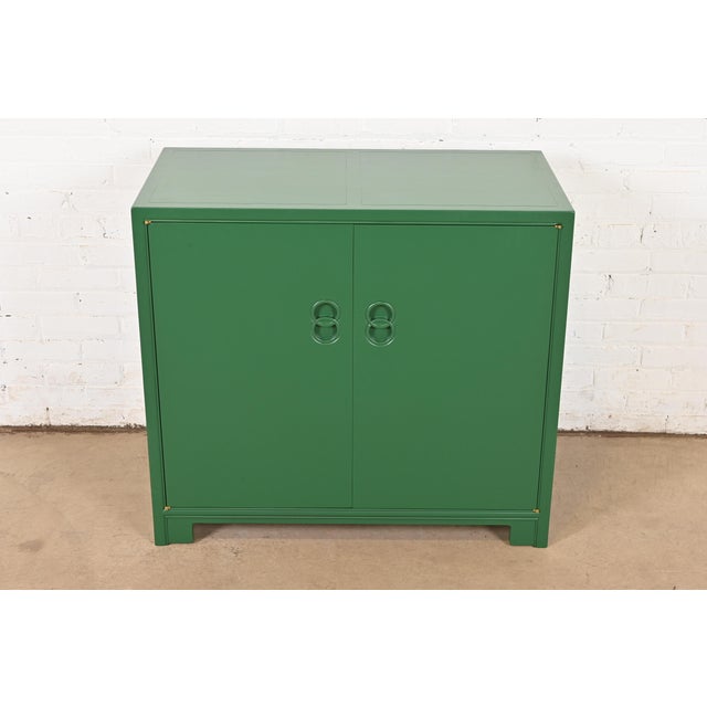 Mid-Century Modern Michael Taylor for Baker Far East Collection Green Lacquered Chest of Drawers, Newly Refinished For Sale - Image 3 of 12