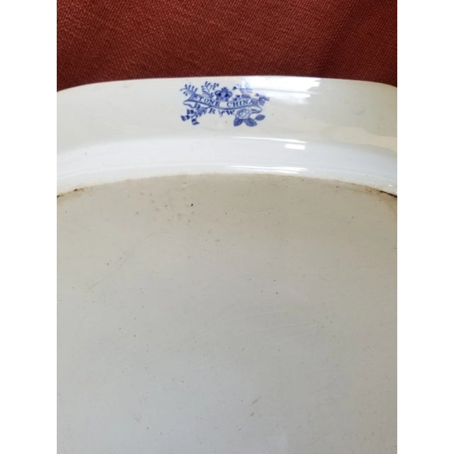 English Antique English Blue and White Transferware Platter For Sale - Image 3 of 11