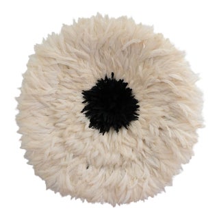 Large African Juju Hat Wall Decor in Ivory and Black For Sale