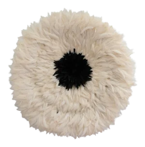 Large African Juju Hat Wall Decor in Ivory and Black