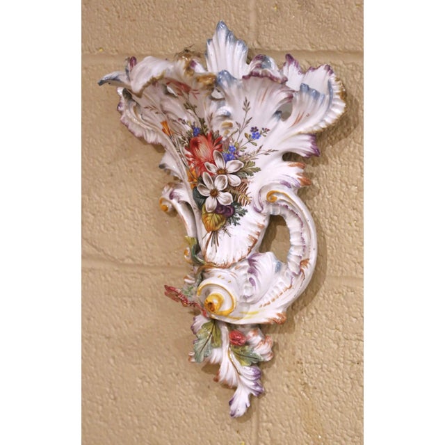 French Early 20th Century French Barbotine Faience Floral Wall Pocket For Sale - Image 3 of 9