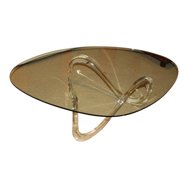 Shlomi Haziza Coffee Table With Lucite Acrylic & Glass Post Chairish