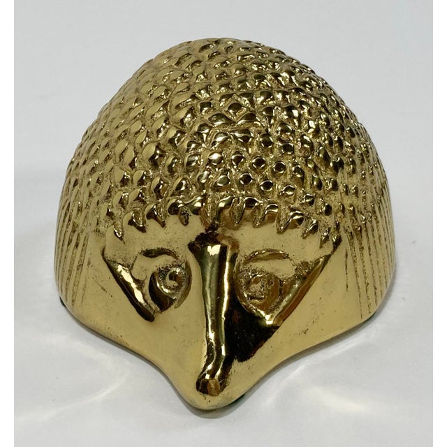 Figurative Vintage Brass Hedgehog Paper Weight For Sale - Image 3 of 8