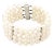 14k White Gold - 4 Strand Pearls Wide Bracelet For Sale