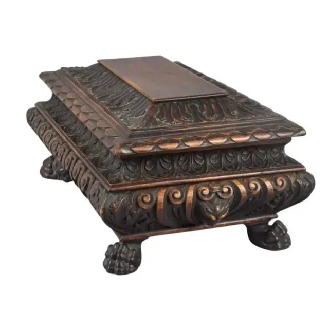 Italian Wood Carved Casket Box For Sale - Image 4 of 7