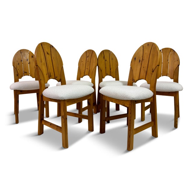 Vintage Scandianavian Dining Chairs in Pine and Boucle, 1970s, Set of 6 For Sale - Image 13 of 18