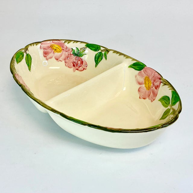 Vintage Home is pleased to offer this Oval Divided Serving Bowl of the iconic Desert Rose China pattern from Franciscan....