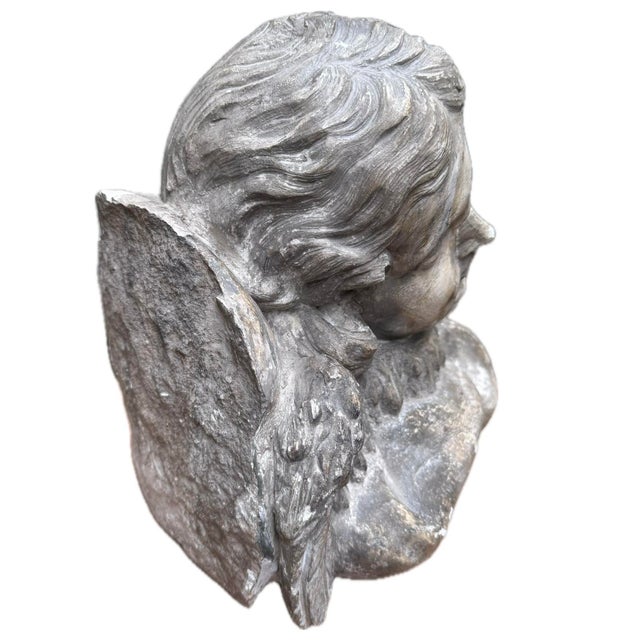 Beige Stone Cherub Head, 1750-1780 For Sale - Image 8 of 9