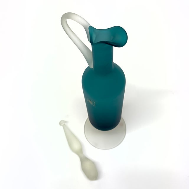 Vintage Mixed Greens Frosted Glass Vessel Curation - Group of 5 For Sale - Image 4 of 15