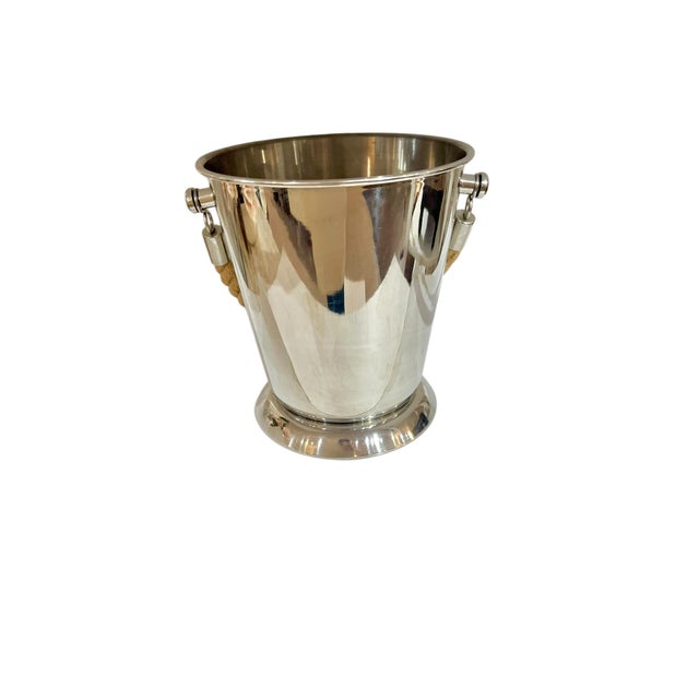 Modern Vintage Stainless Steel Ice Champagne Bucket With Rope Handle For Sale - Image 3 of 12