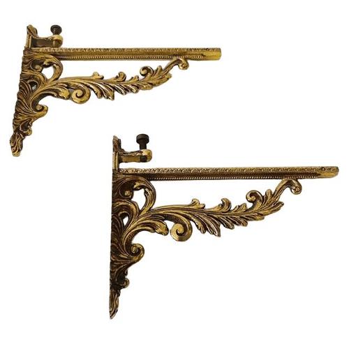 Vintage mid-century Italian brass shelf brackets in Neo-Baroque/Hollywood Regency style made by VCR Italy in the 1950s....