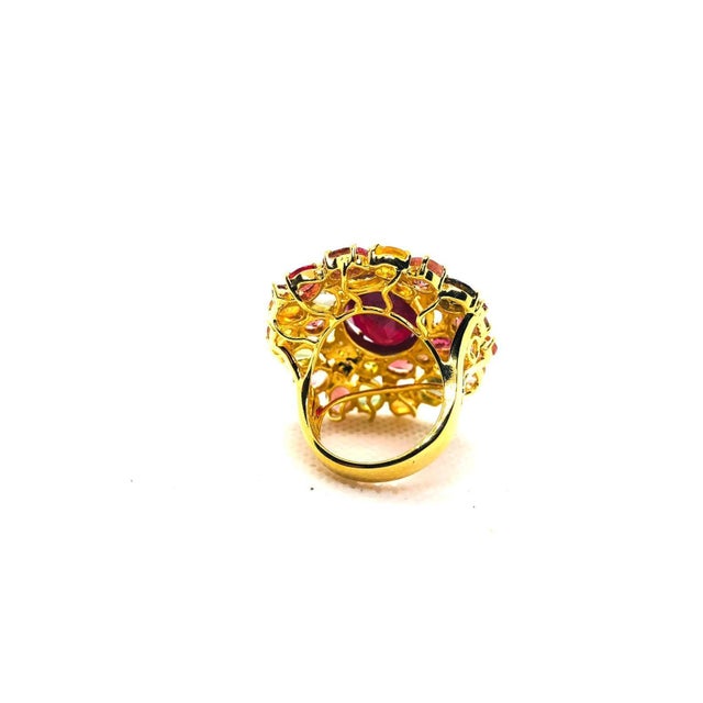 Bochic “Orient” Vintage Diamond, Ruby & Multi Sapphire Ring Set In 18K Gold & Silver For Sale - Image 13 of 13