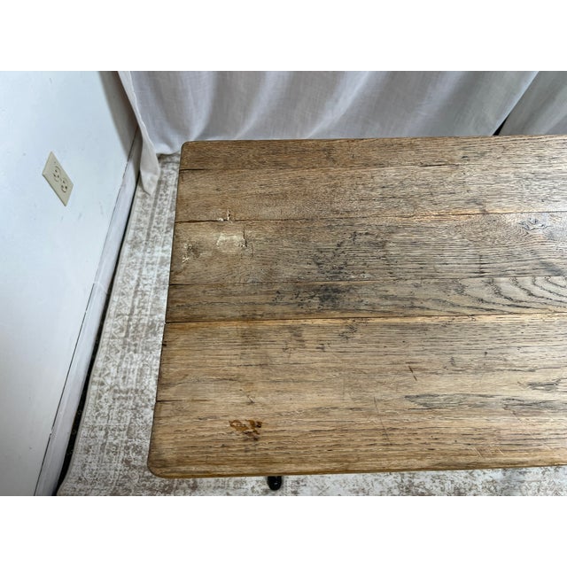 Vintage French Oak and Cast Iron Console Table For Sale - Image 9 of 10