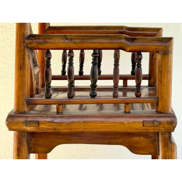 Antique Side Chair : Mid to Late 19th Century Chinese Elm Wood Vintage Chinese Side Chair- With a Warm Golden Glow! For Sale In Los Angeles - Image 6 of 12