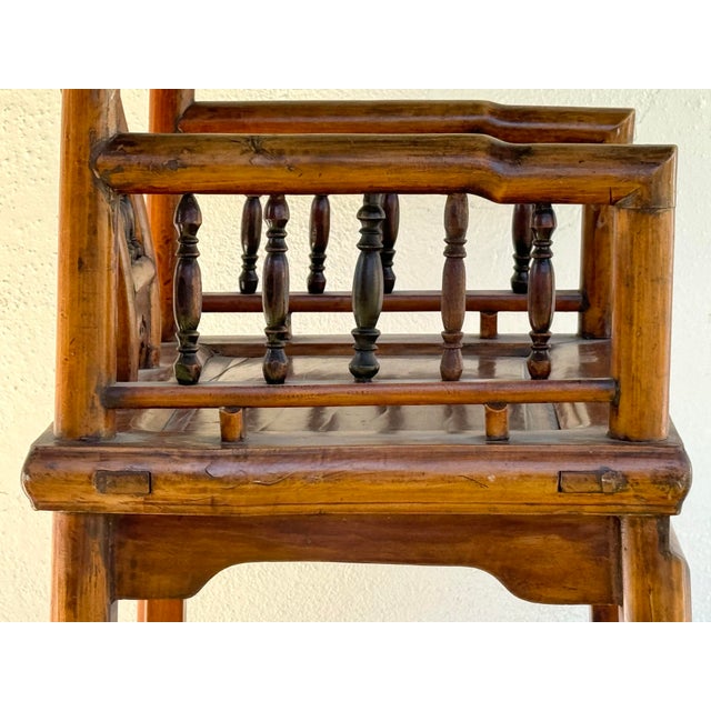 Mid 19th Century Antique Chinese Elm Wood Vintage Chinese Side Chair- With a Warm Golden Glow! For Sale In Los Angeles - Image 6 of 12