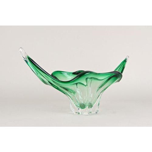 Mid-Century Modern Murano Glass Bowl in Green & Clear Tones, Italy, 1960s For Sale - Image 6 of 17