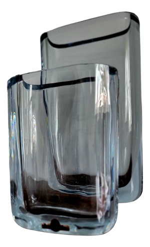 Mid-Century Modern Ice-Blue Art Glass Vases from Strömbergshyttan, 1960s, Set of 2