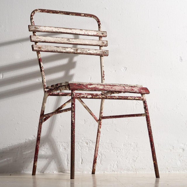 Antique Red and White Terrace Chairs, 1920s, Set of 4 For Sale - Image 15 of 18