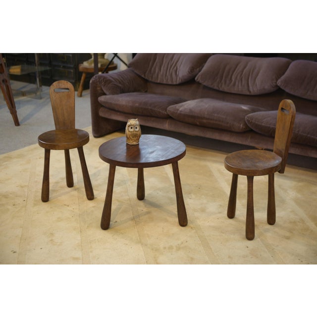Brutalist Children's Chairs and Table, 1960s, Set of 3 For Sale - Image 9 of 10