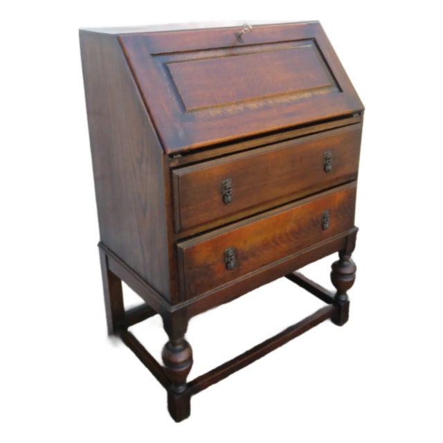 Early 1900s Solid Oak Wood Secretary Desk 6127 For Sale
